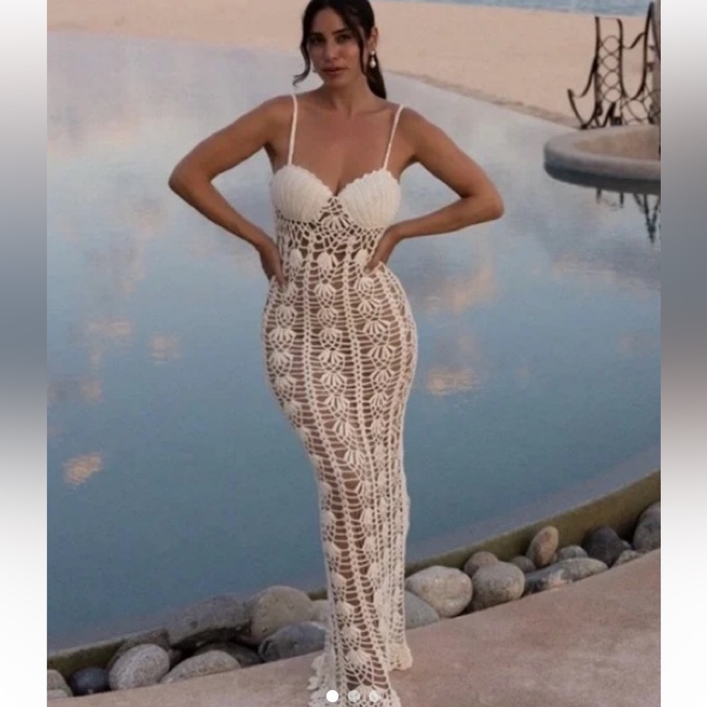 JLUXLABEL Cream Crochet Maxi Dress